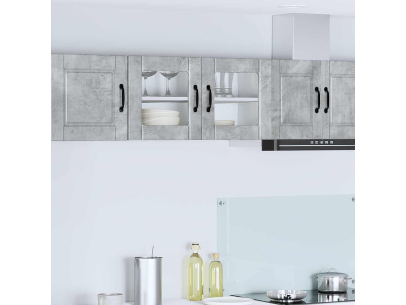  Meuble mural de cuisine, cabinet en verre mural gris béton 80x31x40cm shl5775  - Conforama B