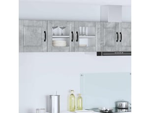 Meuble mural de cuisine, cabinet en verre mural gris béton 80x31x40cm shl5775