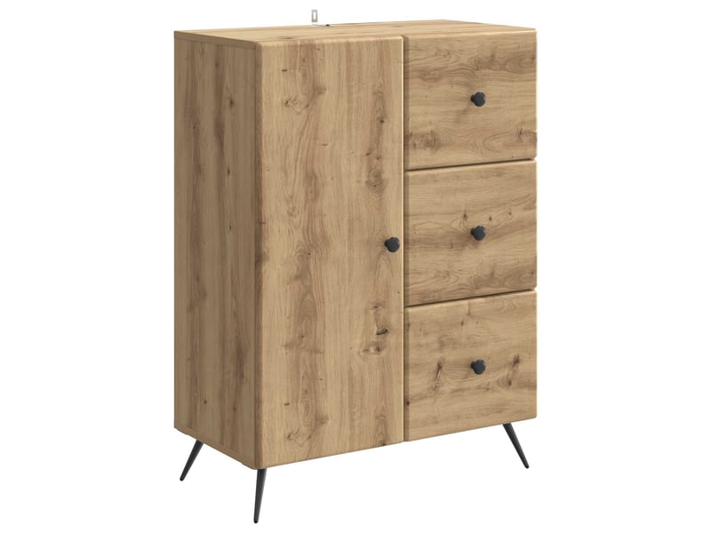  Buffet - bahut - meuble de rangement chêne artisanal 66 x 34,5 x 90 cm bois d'ingénierie  - Conforama A