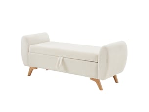 Banc de rangement pliable 145 x 51 x 57 cm en velours côtelé beige, avec pieds en bois