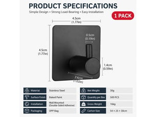 Ensemble de porte serviette en acier inoxydable, 14cm carré noir, accessoires de salle de