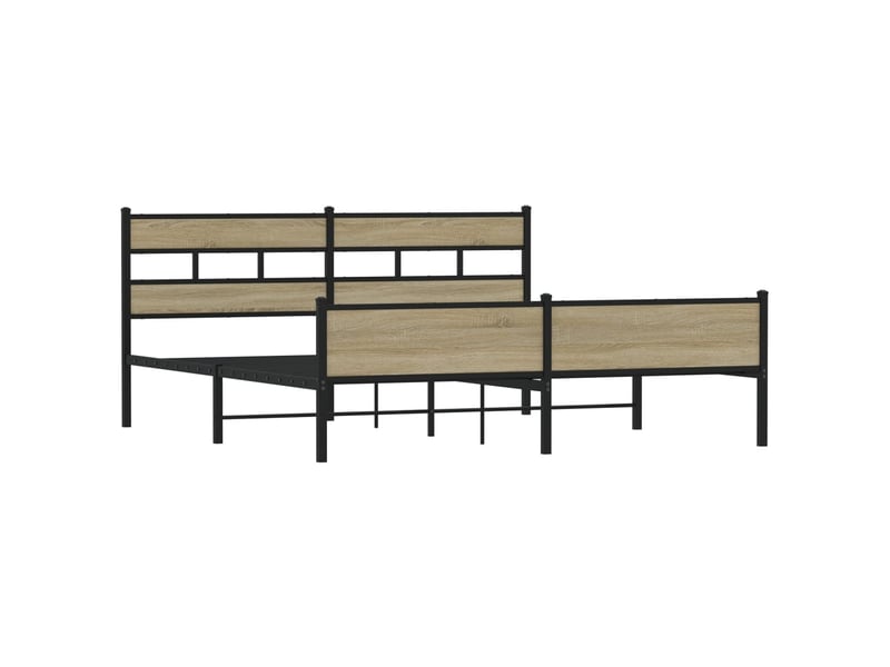  Lit double- lit adulte -  cadre de lit en métal sans matelas chêne sonoma 200x200 cm  - Conforama B