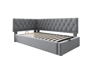 Lit coffre 90x200 cm DZMDIP coloris gris