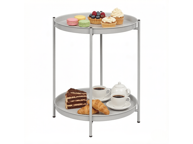  Table basse ronde avec 2 plateaux en métal, rangement ouvert, style moderne, pour salon et chambre, 44 × 44 × 53 cm  - Conforama A