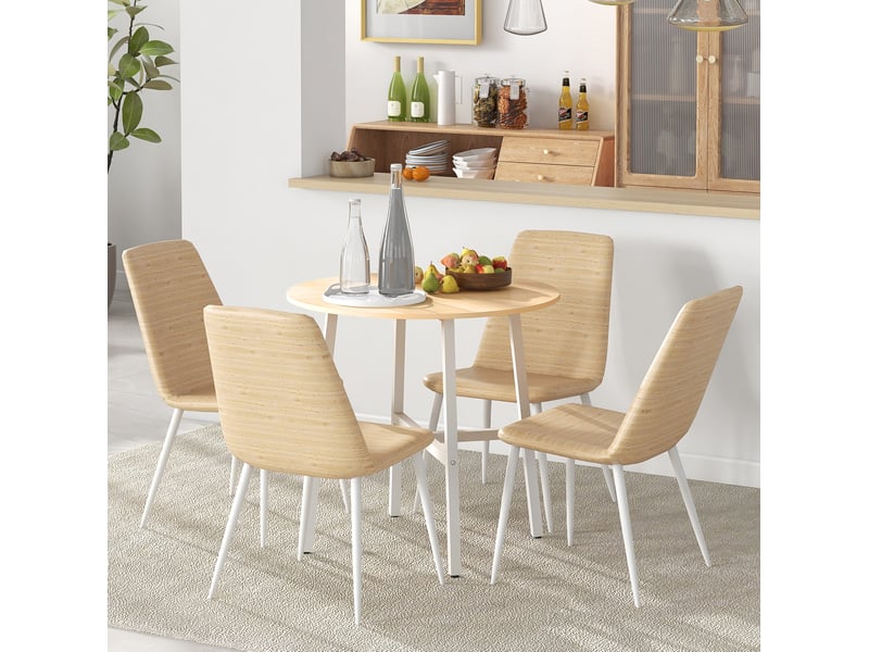 Table de salle à manger pour 4 personnes avec plateau rond et structure métallique, pour cuisine et salon, ø80 × 76 cm - Conforama C
