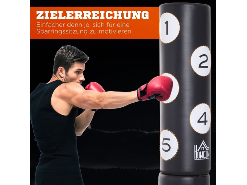 Sac de frappe sur pied 70 x 70 x 176 cm noir en hdpe, base à remplir pour boxe et coups de pied - Conforama D