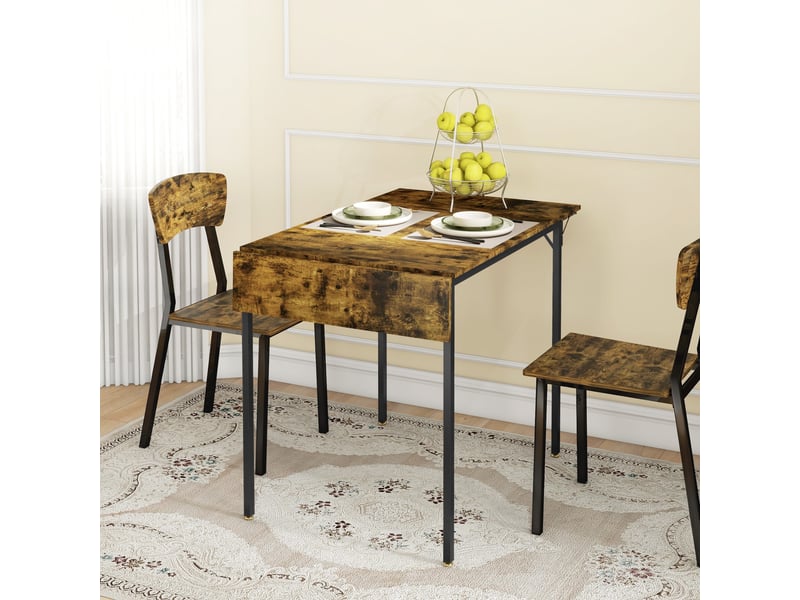  Table de salle à manger avec 2 rabats style industriel, table à abattant pour 2-4 personnes, extensible  - Conforama W