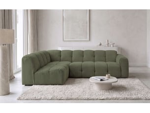 Canapé d'angle gauche fixe MIUFORM Picco 6 places Tissu Vert forêt