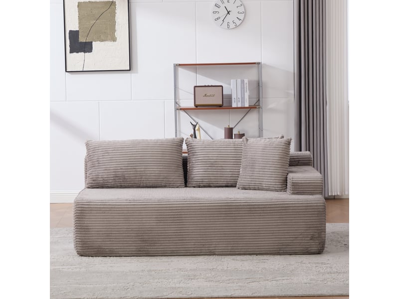 Canapé modulable, canapé de salon, base antidérapante, facile à déplacer, format compressé, gris, en tissu chenille - Conforama C