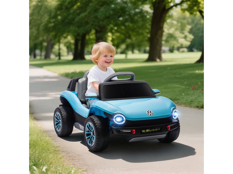  Voiture électrique pour enfants de 3 ans et plus, volkswagen e-buggy 12v avec télécommande 2,4 ghz, roues avec suspension, bleue  - Conforama C