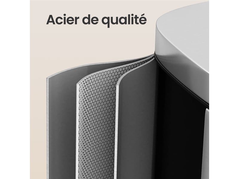  Poubelle de cuisine, 30 litres, poubelle, poubelle à pédale avec couvercle à fermeture douce et seau intérieur, acier, argent  - Conforama C