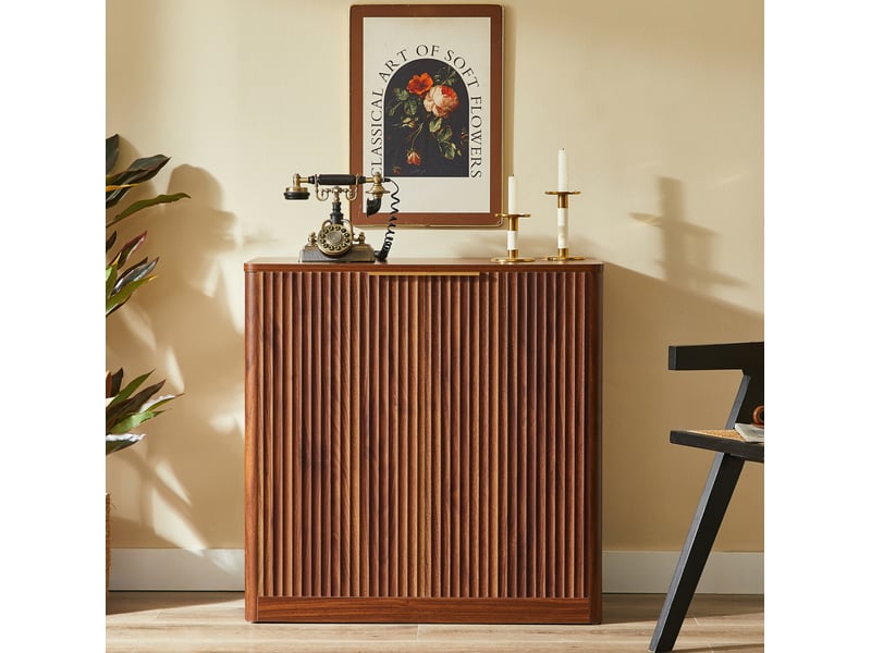 Buffet 80x40x80 cm, style moderne, avec espace de rangement réglable, meuble tv bas, armoire salon, aggloméré, marron - Conforama D