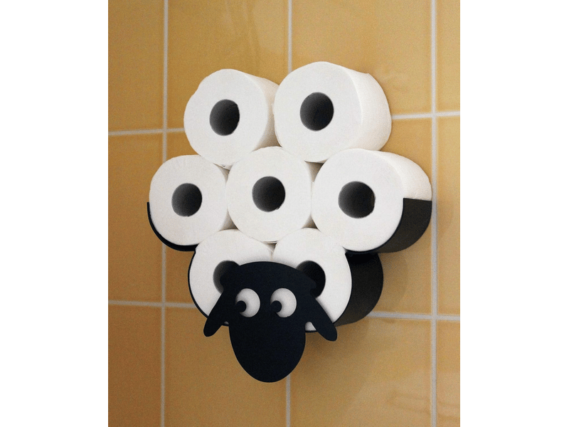  Porte-papier toilette mural en métal motif mouton, porte-mouchoirs humoristique en forme de mouton, noir  - Conforama B