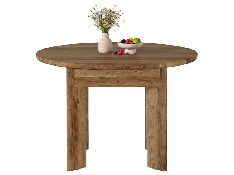  Table à manger ronde pour 4 personnes, 100 x 100 x 75 cm, marron, ronde table de salle à manger industrielle pour salle à manger, cuisine, salon  - Conforama A