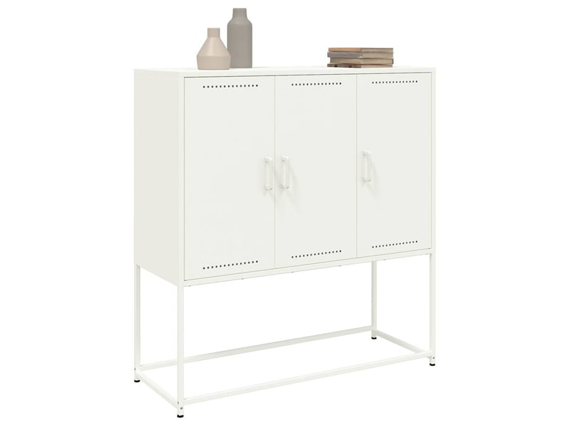  Buffet haut - bahut - meuble de rangement blanc 100,5x39x107 cm acier  - Conforama E