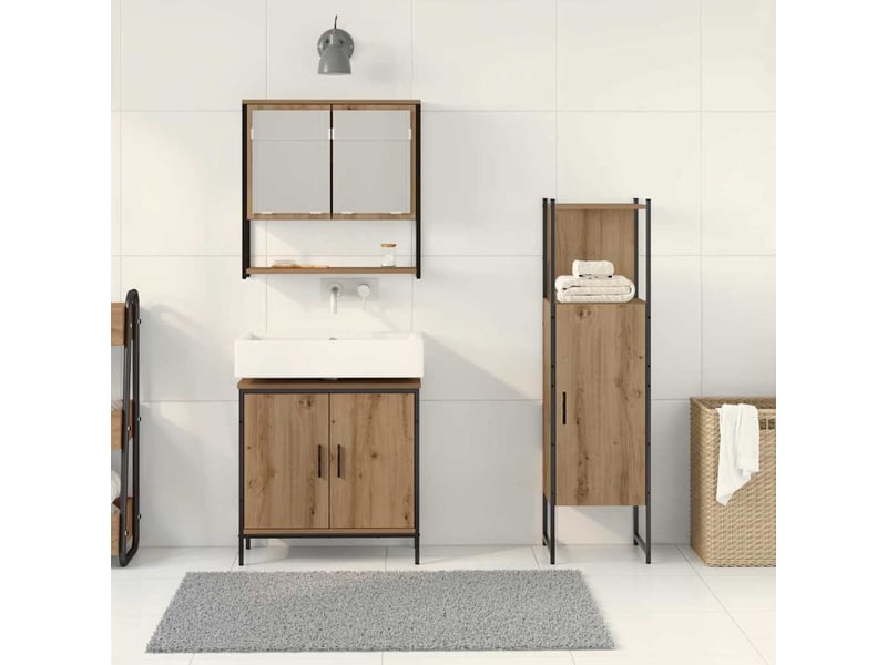 Ensemble de mobilier de salle de bain 3 pc marron cf64398 - Conforama D