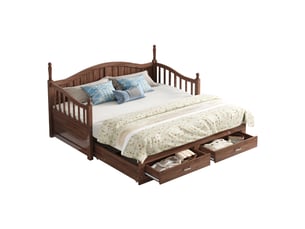 Lit avec rangement 2x90x190 cm ULQENI   coloris bois foncé