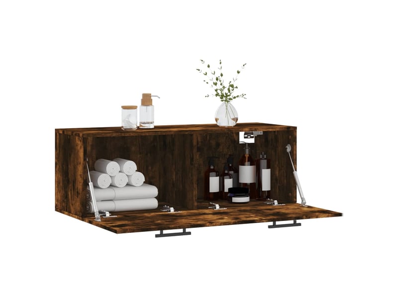  Armoire murale salon chêne fumé 100x36,5x35cm bois d'ingénierie shl377  - Conforama D