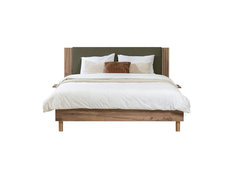  Bobochic lit lior lattes massives pieds en bois naturel vert 160x200 LIOR - Conforama A