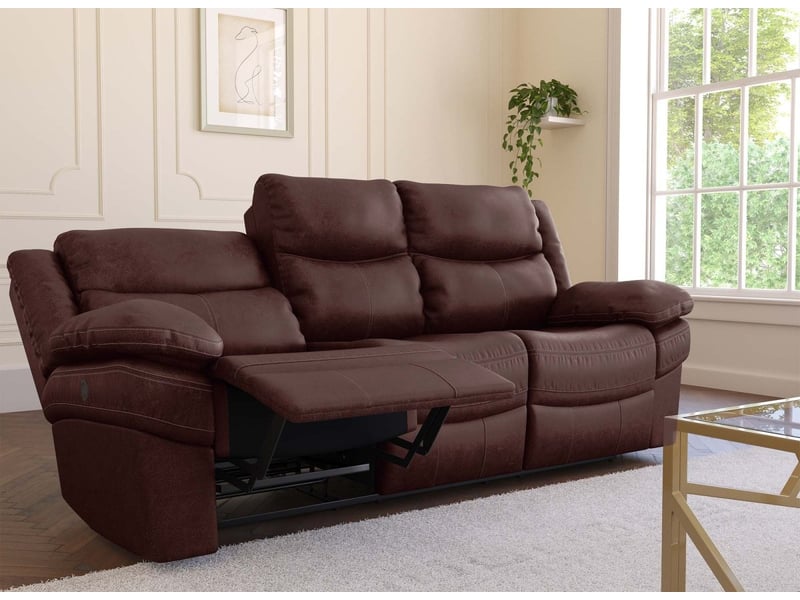 Canapé relax électrique 3 places en tissu microfibre marron alfred 7114F-MARR-3 - Conforama C