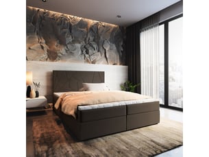Lit avec rangement 140x200 cm <strong>MASSENO</strong>  <strong></strong> coloris marron