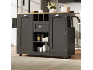 Desserte de cuisine 140x40x93,5 cm – noire – plateau rabattable, range-bouteilles et roulettes