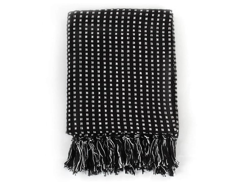  Couverture coton à carrés 125x150 cm noir  - Conforama A