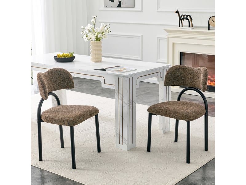 Lot de 2 chaises de salle à manger - 48,5 x 43 x 81,5 cm - marron - chaises modernes avec assise rembourrée et pieds en métal noir - Conforama C