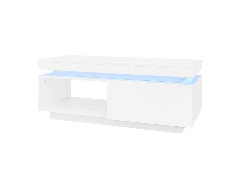  Table basse moderne laquée brillante avec éclairage led, 100 x 50 x 40,3 cm – table élégante avec tiroir et capacité de charge de 50 kg  - Conforama D