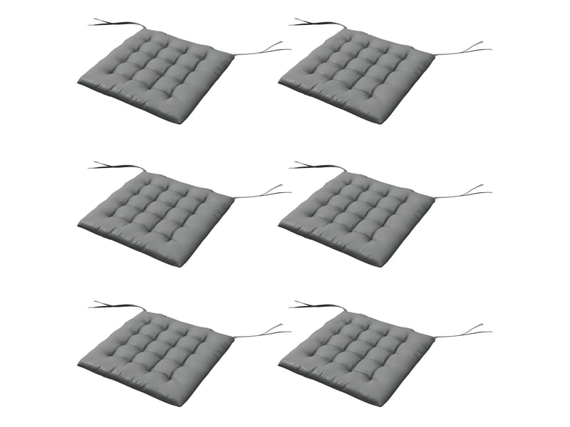  Lot de 6 coussins de chaise de jardin rembourrés 40x40 cm avec rubans gris  - Conforama B