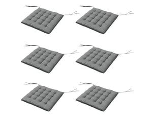 Lot de 6 coussins de chaise de jardin rembourrés 40x40 cm avec rubans gris