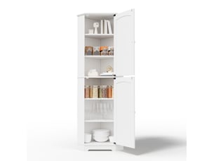 Armoire d'angle 42x42x166 cm avec 2 portes et étagères réglables blanc
