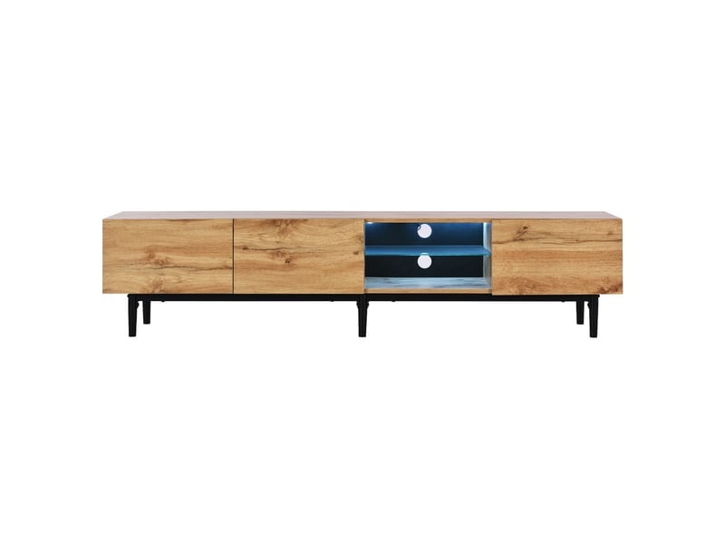  Meuble tv - design contemporain - led rgb 7 couleurs - ouverture silencieuse - bois noir 175x31x41cm  - Conforama W