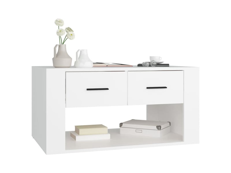  Table basse | table d'appoint salon blanc 80x50x40 cm bois d'ingénierie shl7557  - Conforama D