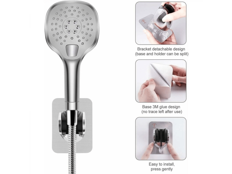  Support de douche,autocollant support de pomme de douche mural détachable avec à angle réglable, imperméable, heavy duty  - Conforama B