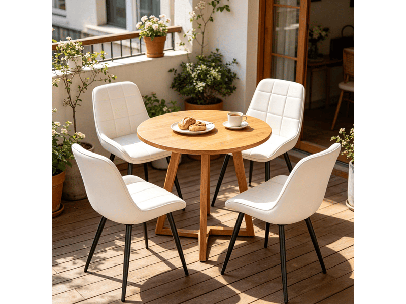  Lot de 4 chaises de salle à manger, dossier incurvé et assise rembourrée, velours et métal  - Conforama D