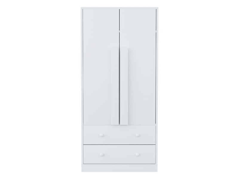  Armoire à vêtements 70 x 40 x 170 cm double ouverture tiroirs et compartiments de rangement grand compartiment intérieur panneaux écologiques durables finition blanche lisse facile à nettoyer  - Conforama A