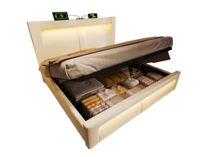 Lit coffre 140x200 cm <strong></strong>  <strong></strong> coloris beige