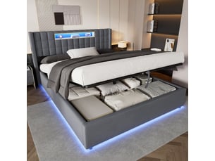 Lit coffre 160x200 cm WISHDOR coloris gris