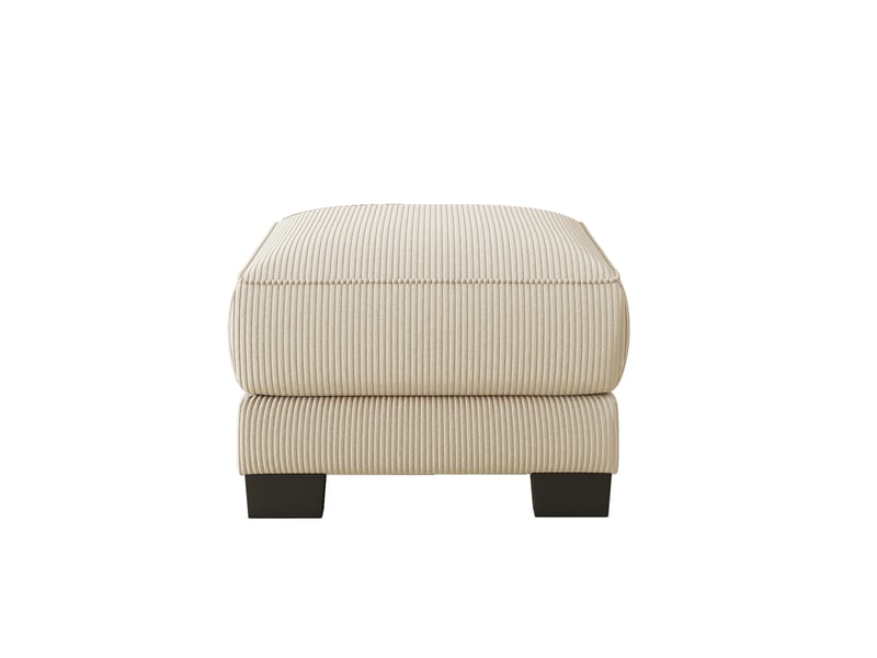  Pouf carré beige en velours côtelé avec pieds, repose-pieds confortable pour salon  - Conforama A