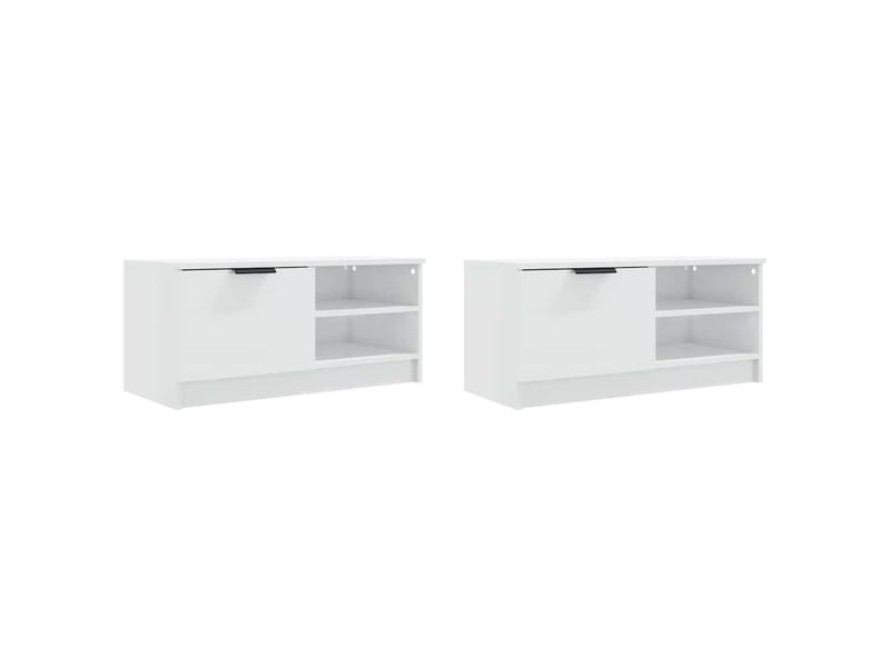  Meubles tv - banc tv - meuble de rangement 2 pcs blanc brillant 80x35x36,5 cm bois d'ingénierie  - Conforama D