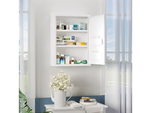 Armoire à pharmacie 2 étagères 3 niveaux avec porte verrouillable 2 clés blanc 40 x 15 x 53,5 cm