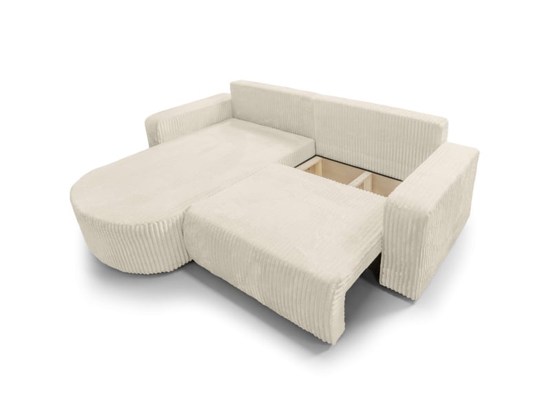  Kiara - canapé d'angle compact réversible et convertible 4 places en velours côtelé épais  - Conforama D