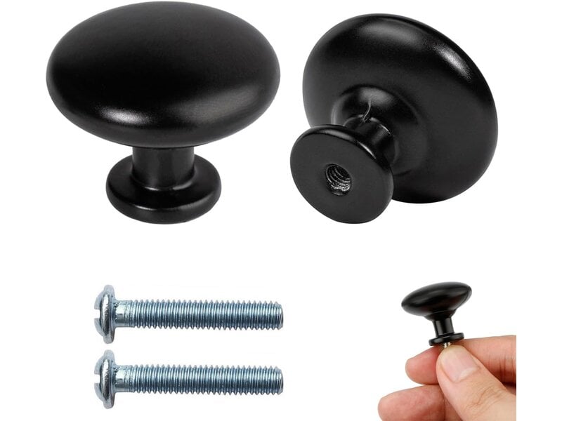  Pack de 2 poignées rondes noir mat, poignées vintage pour tiroirs, commodes et portes de chambre d'enfant  - Conforama A