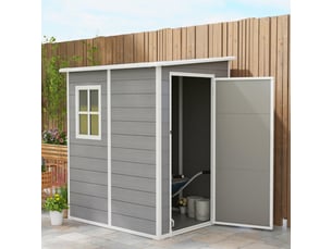 Abri de jardin - gris - plastique - 1,54 m³ - porte verrouillable - fenêtre intégrée - ventilation