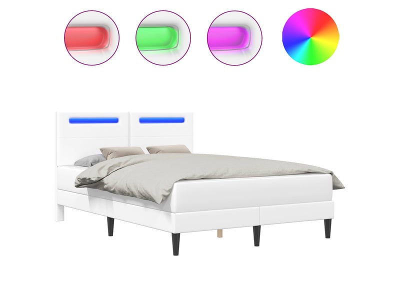  Lit double- lit adulte -  cadre de lit avec bandes led blanc 120 x 200 cm simili cuir  - Conforama A