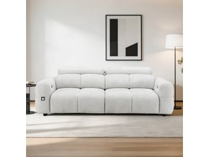 Canapé droit relax électrique <strong>HAYAMI X CONFORAMA</strong> <strong>KUMO</strong> 3 places Tissu Beige