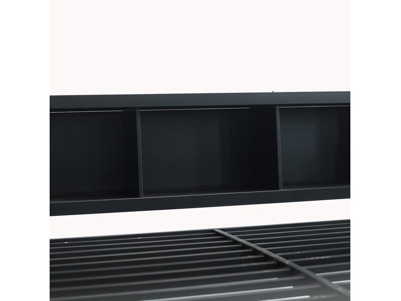  Lit mezzanine 140x200 cm, lit enfant avec armoire, bureau et rangement, structure de lit, métal pb, noir, sans matelas  - Conforama E