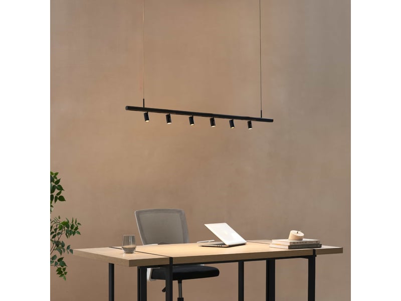 Suspension noire système magnétique 6 spots led orientables 30w - lyne Lyne - Conforama D