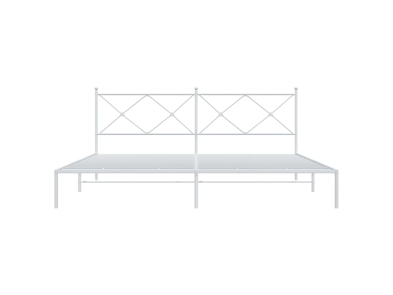  Lit double- lit adulte -  cadre de lit métal sans matelas et tête de lit blanc 200x200 cm  - Conforama C